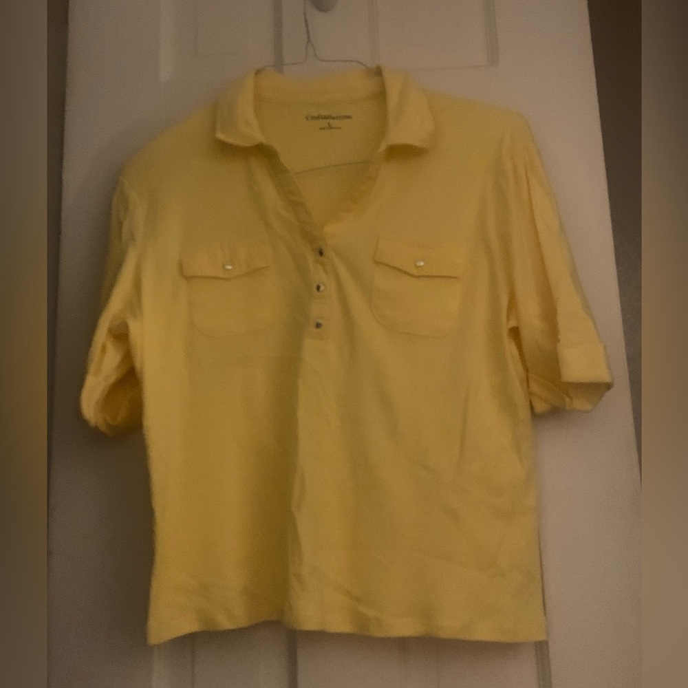 Croft & Borrow | Woman’s Cotton Top | Large Yellow Signature Polo